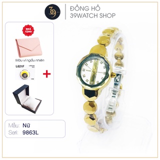 Đồng hồ nữ đá ceramic RA17 NUMT màu vàng mặt trắng, mặt kính saphire