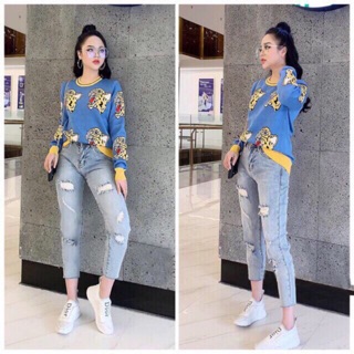 Quần lửng baggy jean bigsize - lưng cao - co giãn mạnh
