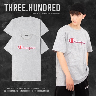 Áo Thun Logo Champion Màu Xám Chất Liệu Cotton Thoáng Mát