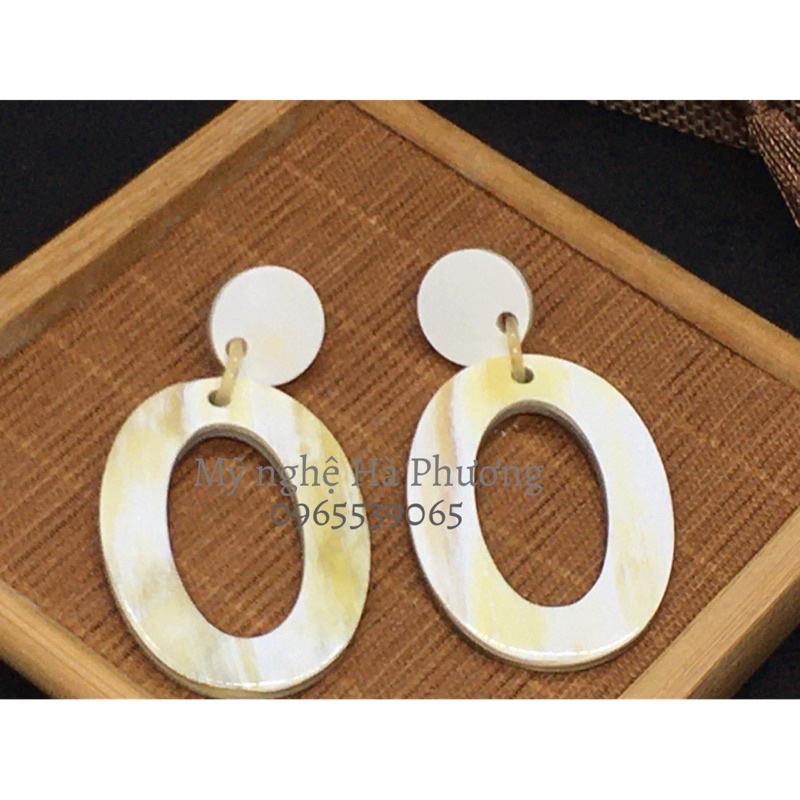Bông tai, khuyên tai sừng trâu tự nhiên, sang trọng, quý phái