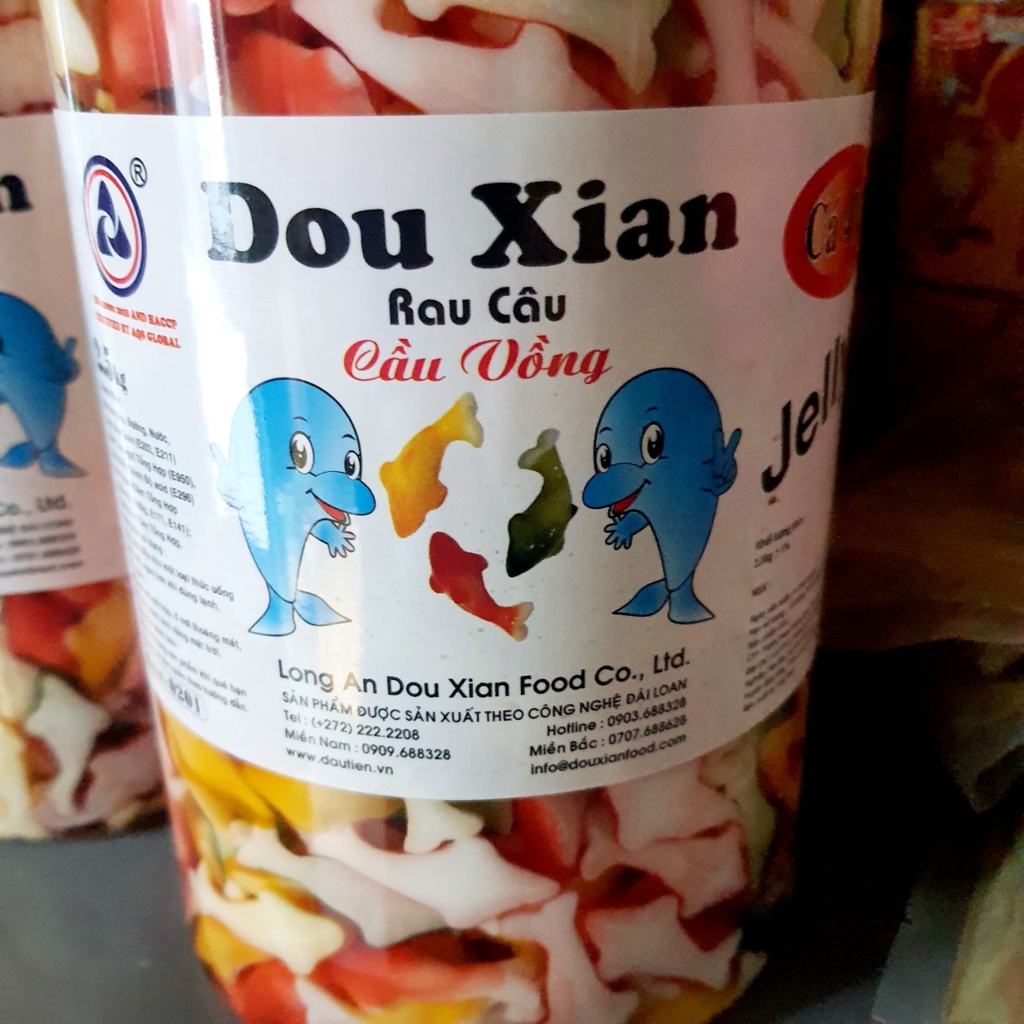 Hộp THẠCH CON CÁ 4 màu - Dou Xian food - hộp 2.5 kg