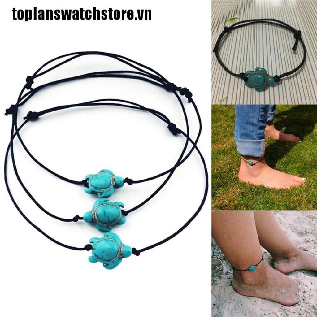 Lắc Chân Chuỗi Hạt Đá Ngọc Lam Phong Cách Boho Thời Trang Cho Nữ