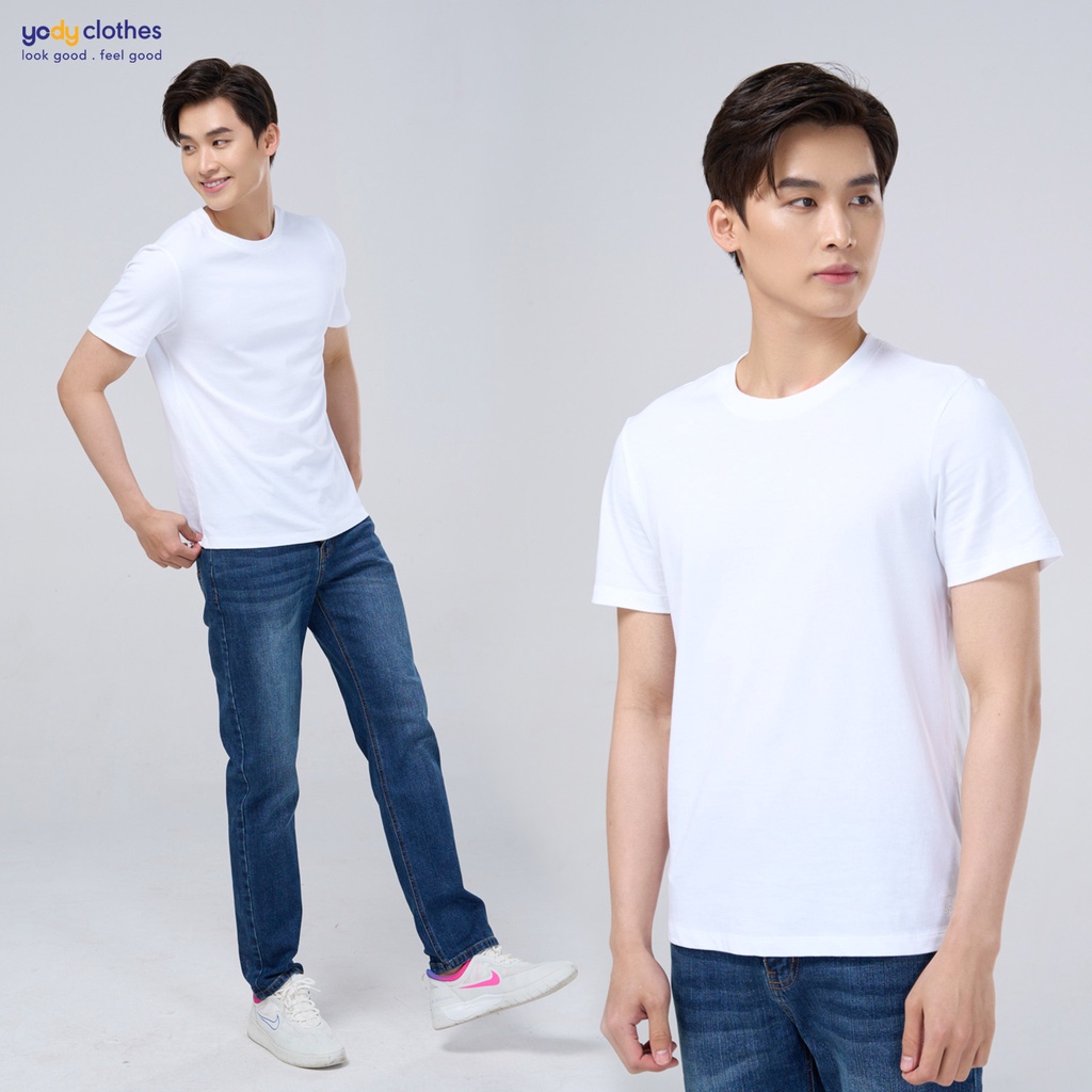 Áo thun nam YODY cao cấp trơn màu cổ tròn vải cottton siêu mát có bigsize TSM5289