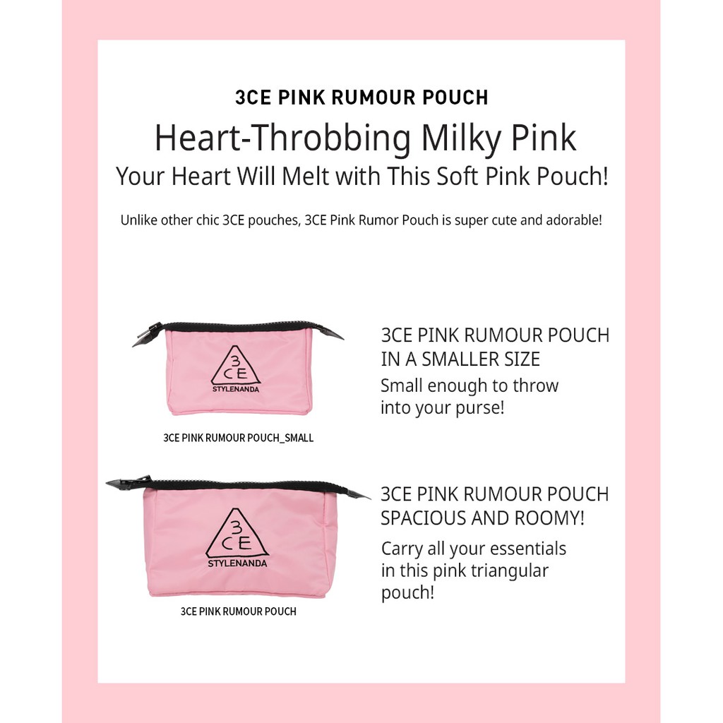 TÚI ĐỰNG MĨ PHẨM [3CE] PINK RUMOUR POUCH