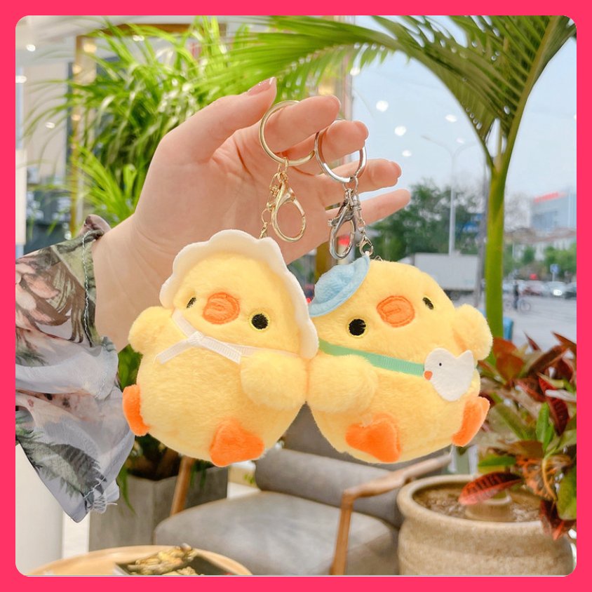 Móc Gà vàng treo balo túi xách, gấu bông trang trí cute làm quà tặng xinh hothit