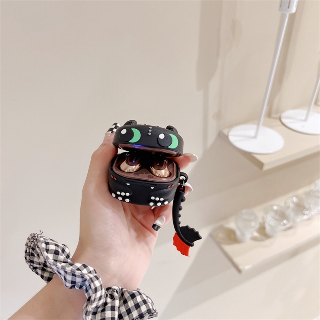Vỏ Bảo Vệ Hộp Sạc Tai nghe không dây Samsung Galaxy Buds 2 / Live / Pro Bằng Silicon Mềm Thân Thiện Với Da Hình Rồng Đen