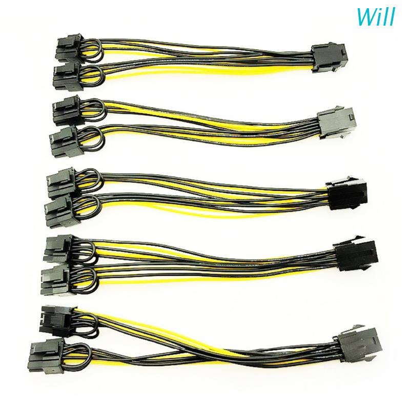 Set 5 Dây Cáp Chuyển Đổi Cổng GPU VGA PCIe 6 Pin Female Sang Dual 2X 8 Pin (6+2) Male PCI Express