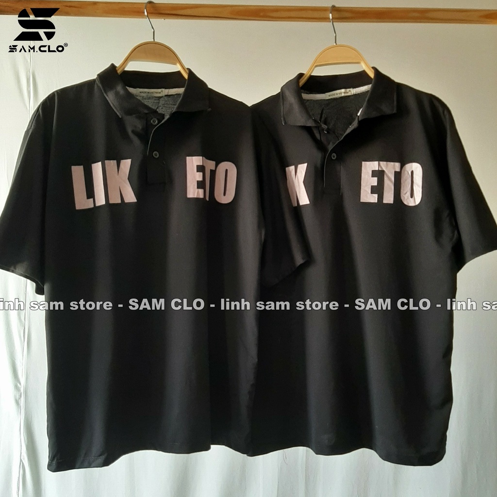 Áo thun Polo tay lỡ nữ SAM CLO form rộng freesize unisex mặc đi học, nhóm, lớp in chữ LIK ETO