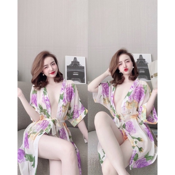 Áo Choàng Ngủ, Áo Choàng Lụa Phối Ren Mi Cao Cấp Dưới 65Kg - Hàng nhập khẩu | BigBuy360 - bigbuy360.vn