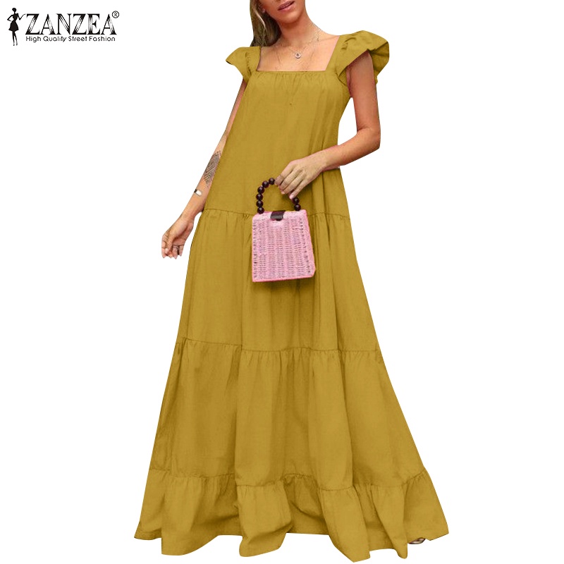 Đầm dài Zanzea không tay cổ vuông hợp thời trang cho nữ