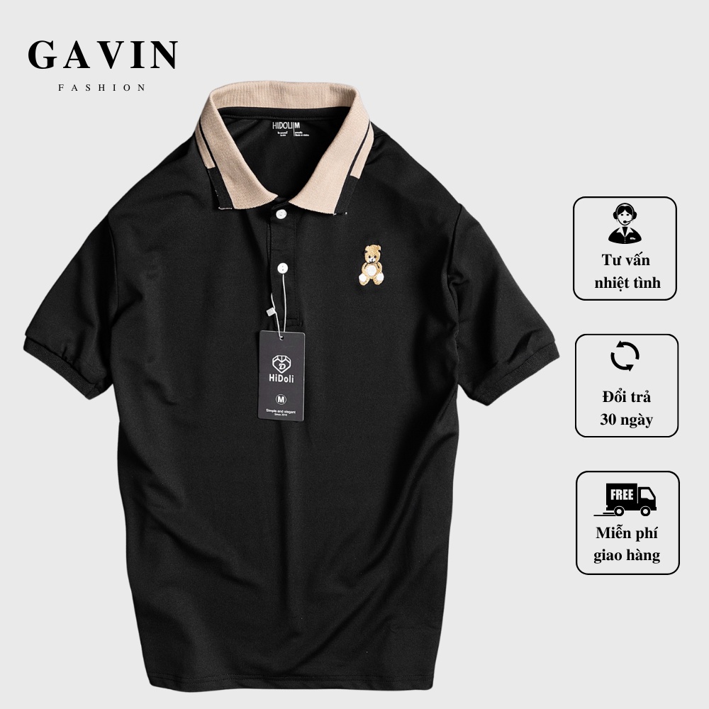 Áo thun nam polo thêu gấu basic cổ bẻ chất vải cá sấu mềm mại trẻ trung (TEDI)