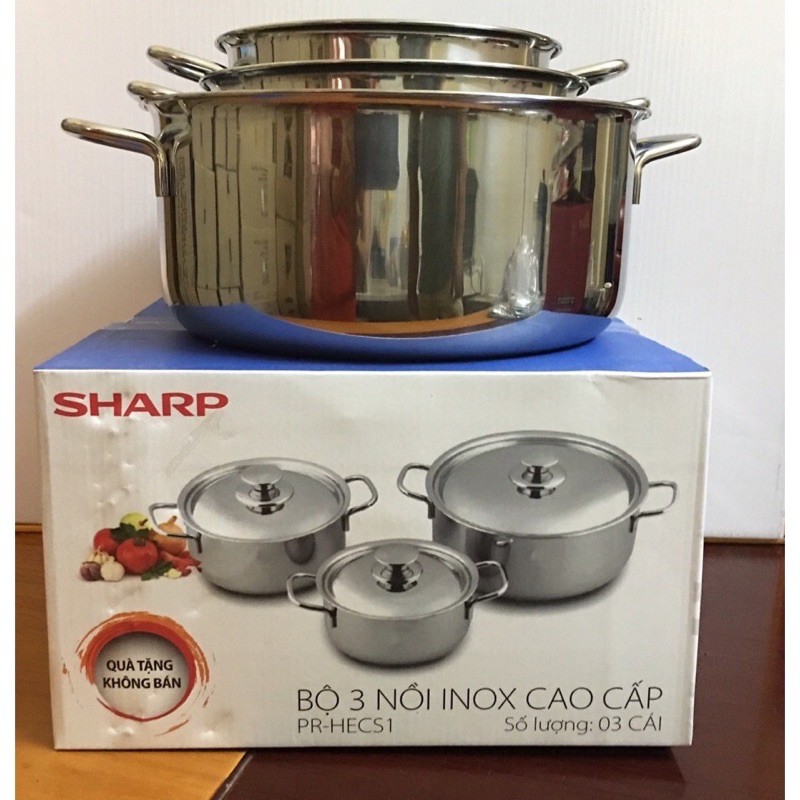 Bộ 3 nồi inox SHARP hàng khuyến mại chống rỉ