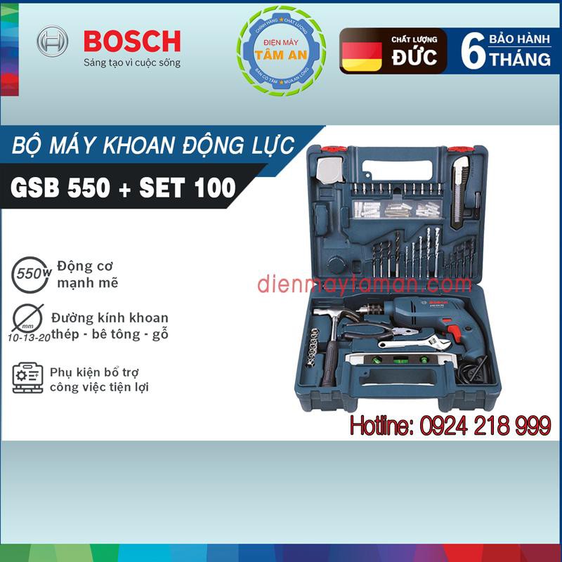 Bộ máy khoan động lực Bosch GSB 550 Set 100 phụ kiện