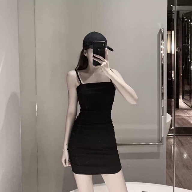 [Mã WARN10 giảm 10k đơn 50k] Váy Body Nữ 🦋 Đầm ôm 2 dây dúm eo dáng ôm 2 màu 🦋 | BigBuy360 - bigbuy360.vn