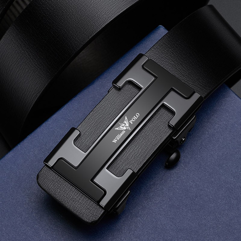Thắt lưng Nam thời trang - da bò, mặt kim loại cao cấp nhập khẩu chính hãng William Polo 20388-90P - Bảo hành 12 tháng