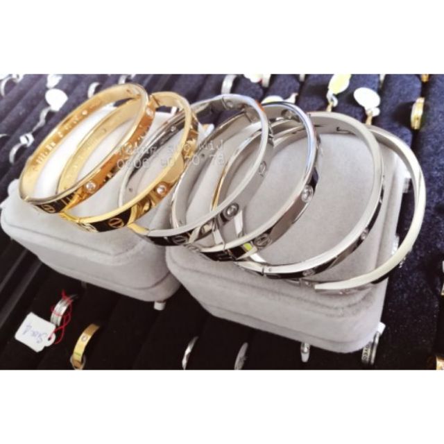 VÒNG TAY TITAN TRẮNG _ VÀNG (CÓ ĐÍNH ĐÁ) | BigBuy360 - bigbuy360.vn