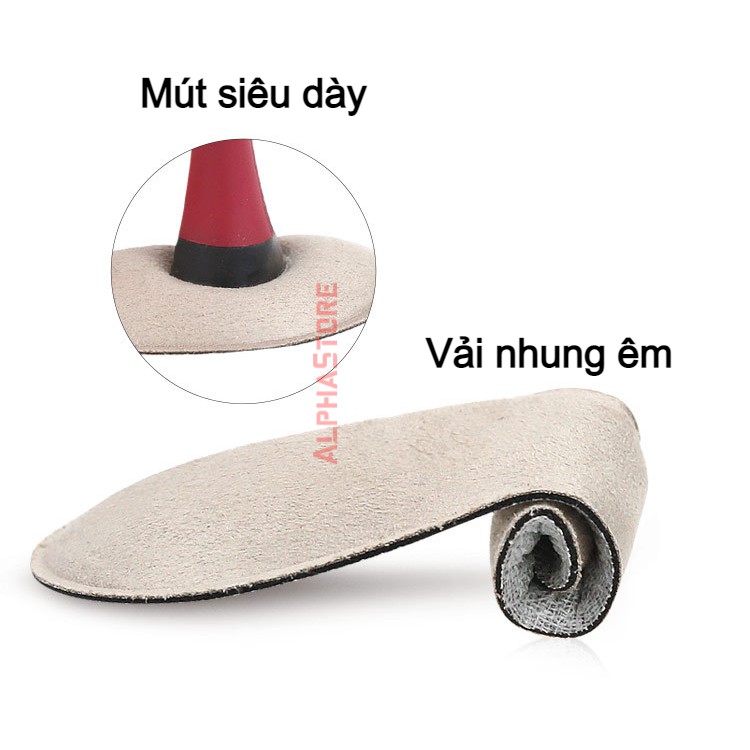 Cặp Dán Gót Giày Nhung - Siêu Dầy 1.2cm - Êm Mềm, Giảm Đau Gót, Chống Nhấc Gót, Chống Rộng Giày, Giảm Size Giầy