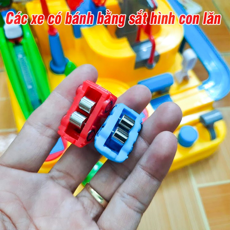 Bộ đồ chơi đường đua liên hoàn Obital Park gồm 3 xe ô tô gogo bus mini đồ chơi trẻ em bằng nhựa
