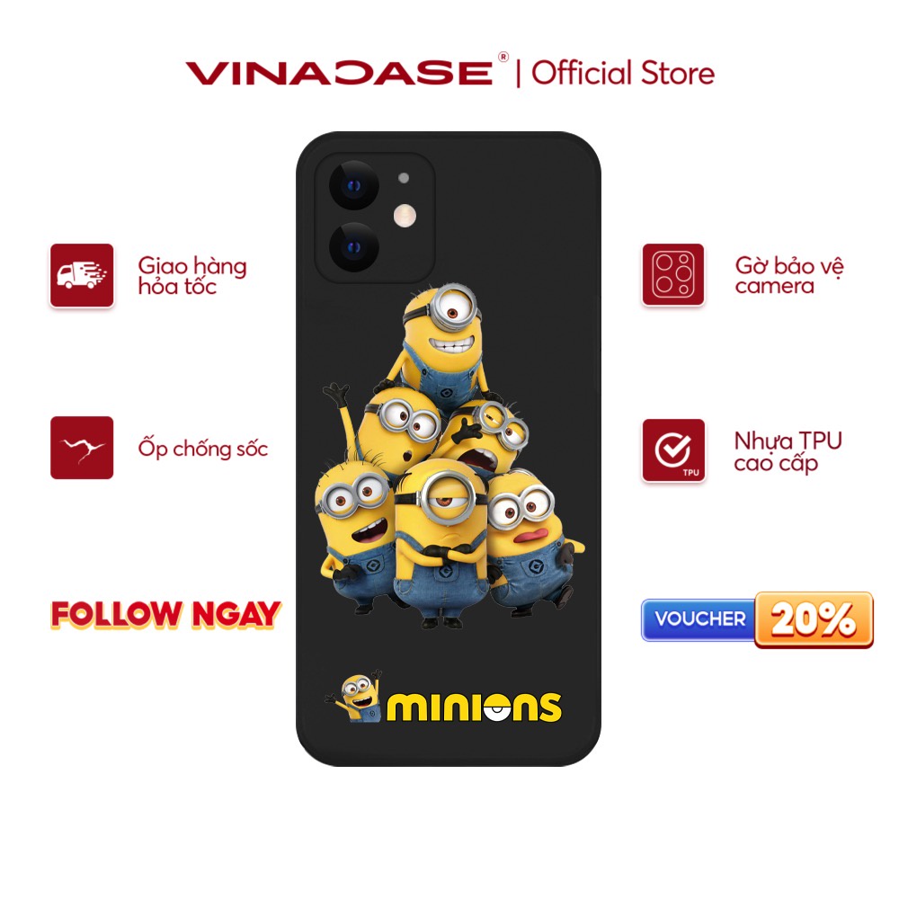 Ốp lưng Vina Case Iphone 6S/6 Plus/7G/8G/X/Xs/11/12/....dẻo cạnh vuông bảo vệ camera hình Minions BST2