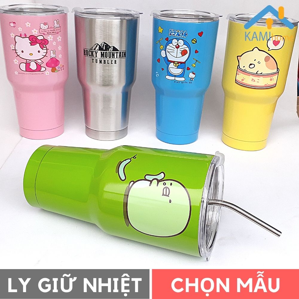 Ly giữ nhiệt Thái Lan 900ml ❤️Kèm Bộ Ống hút❤️ bình uống nước cốc cách nhiệt cao cấp Kami22008