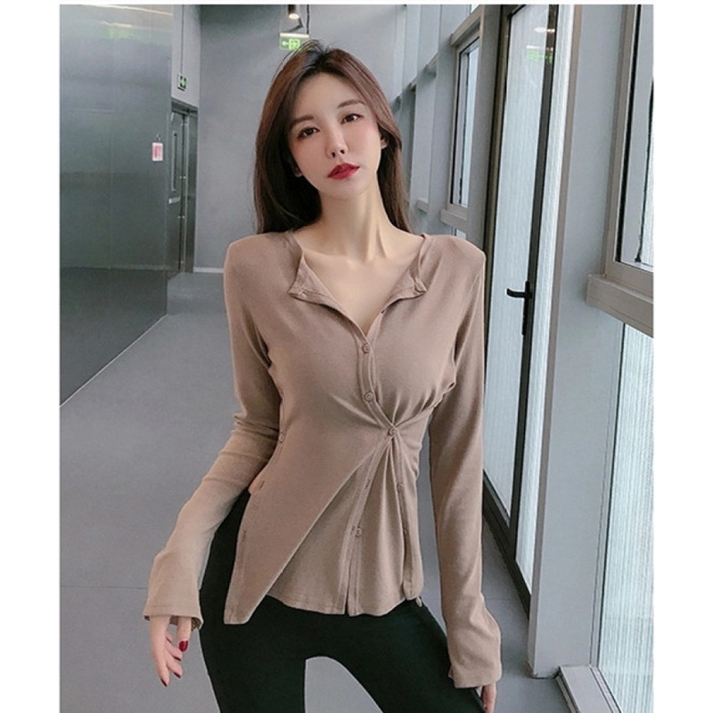 Áo tay dài xẻ tà thời trang mùa thu cá tính