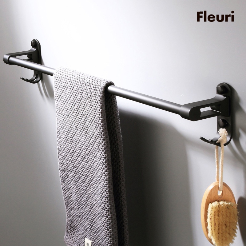 Giá Đỡ Khăn Tắm Gắn Tường Bằng Nhôm Màu Đen Nhám Tiện Dụng Cho Phòng Tắm