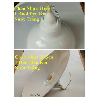 10 Chao Nhựa (Nhựa PC) Kèm 10 Đuôi Đèn Kín Nước Trắng Dây Dài 20cm