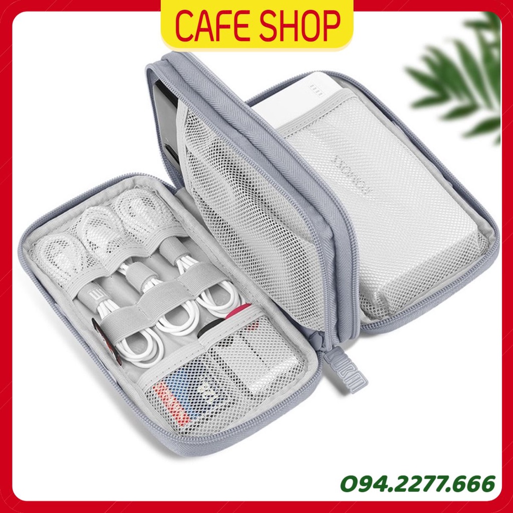 Túi đựng pin dự phòng cáp sạc điện thoại chính hãng BUBM 1 ngăn cao cấp.