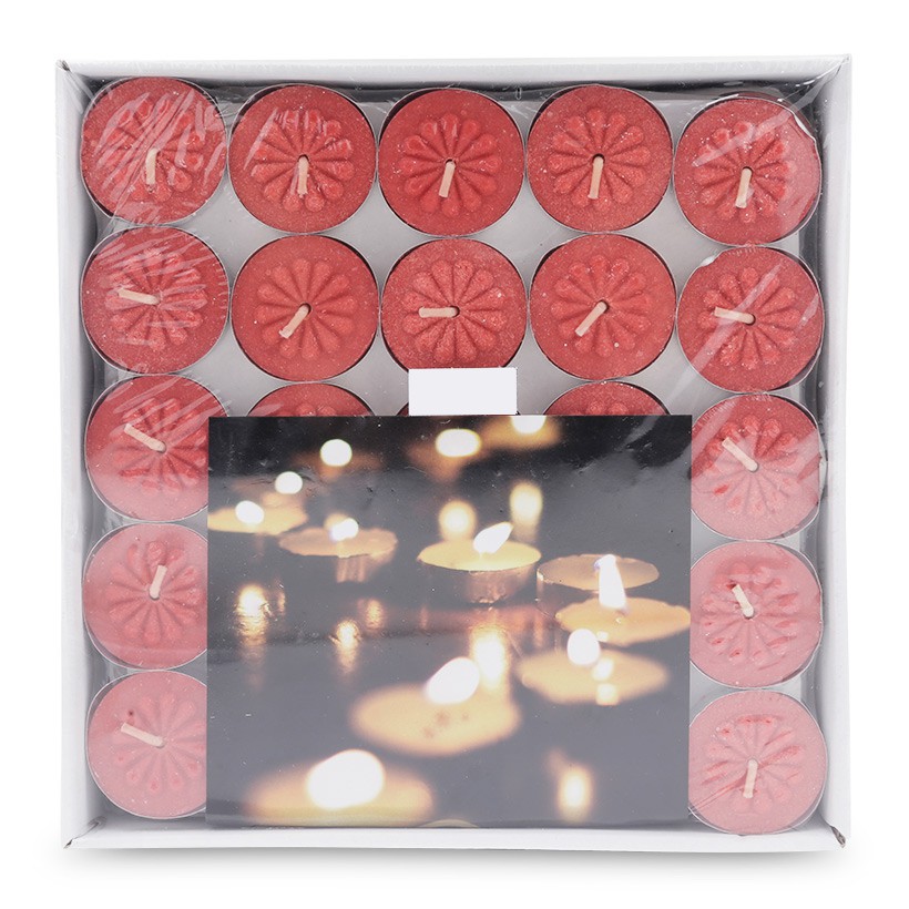 Vỉ 50 nến tealight bông mai Eden Candle FtraMart (Đỏ)