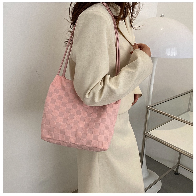 Túi xách JASMIN NOIR bằng nylon họa tiết sọc caro thời trang cho nữ