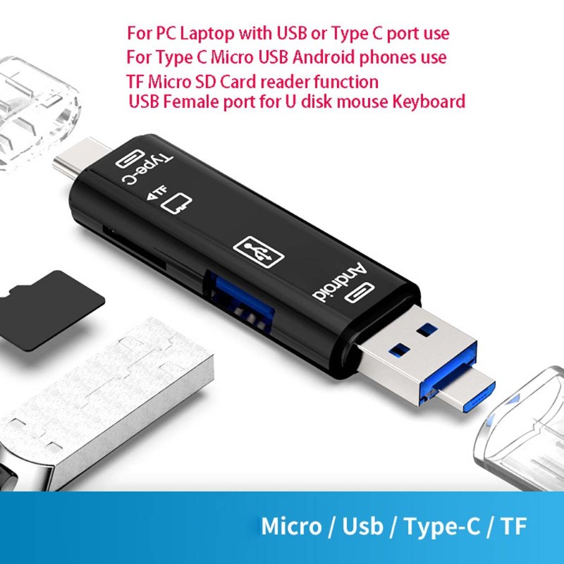 Đầu Đọc Thẻ Nhớ Micro Usb Loại C Cho Samsung Xiaomi Macbook