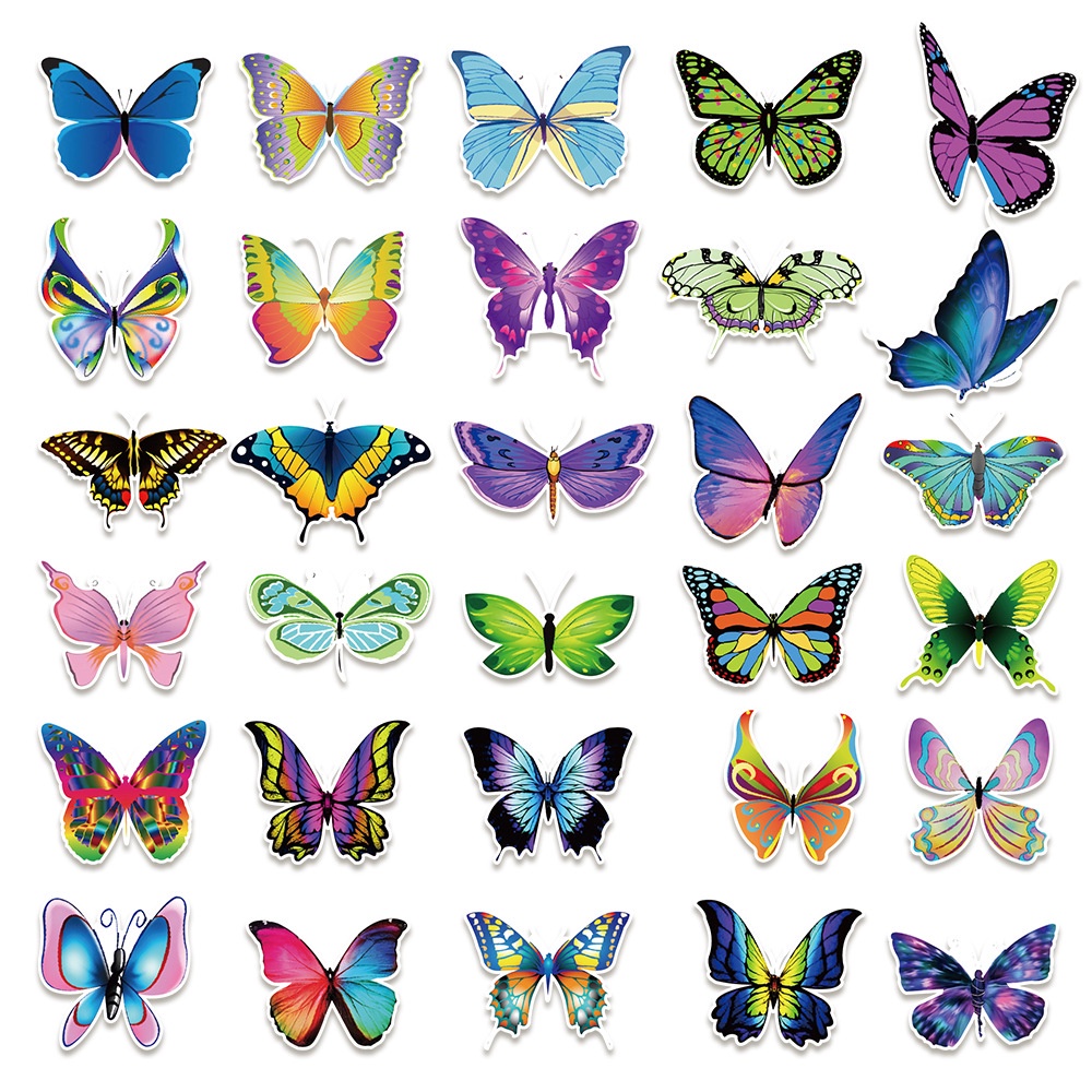 50/ 25/ 10 Miếng dán dán trang trí đàn ghi ta/ laptop hình hoa lá và bướm xinh xắn diy