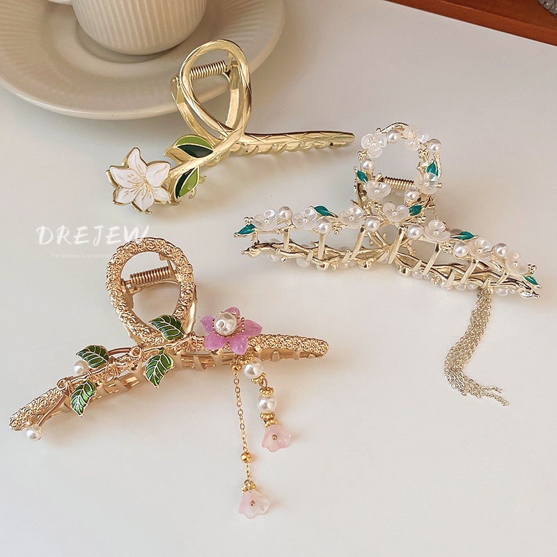 Kẹp Tóc Dạng Núm Tua Hình Hoa Đính Ngọc Trai Thời Trang Mùa Hè Kiểu Mới Phù Hợp Với Tất Cả Các Loại Tóc Nữ
