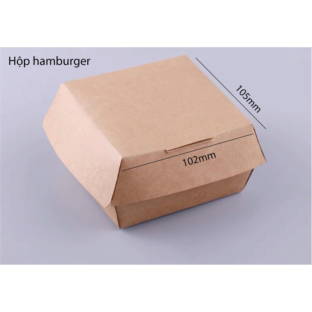 100 cái hộp giấy kraft hamburger, 130 cái hộp hamburger có hình