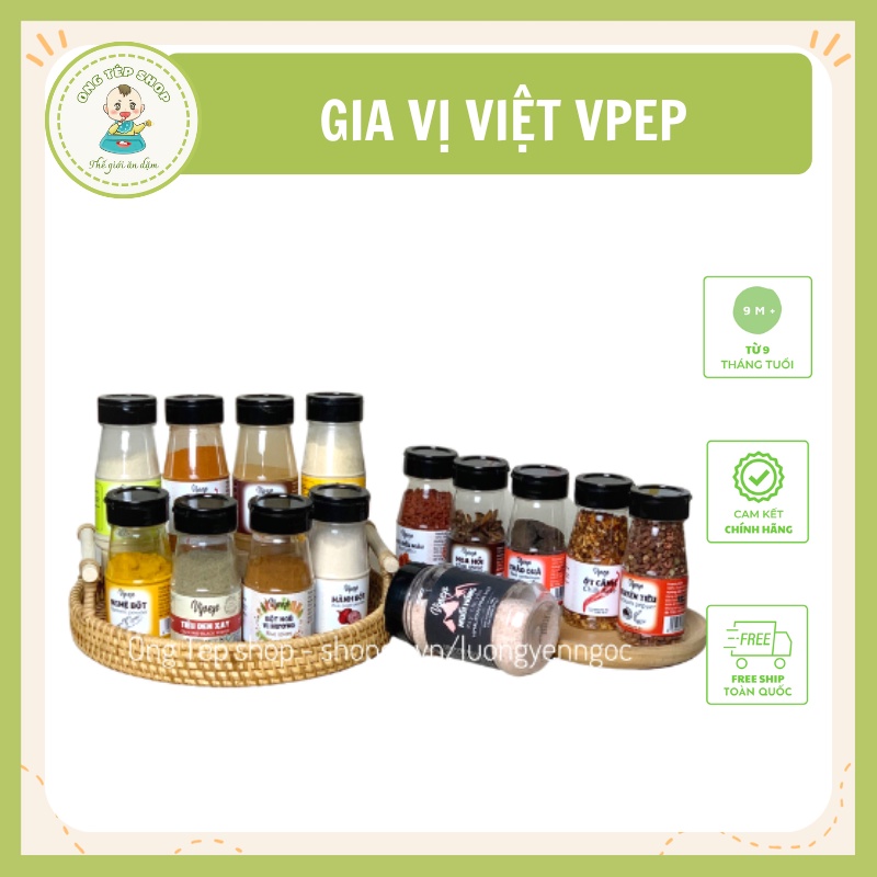 Trọn bộ gia vị ướp cho bé ăn dặm và nấu ăn gia đình, bột quế hành tỏi gừng nghệ sả ngũ vị hương muối hồng