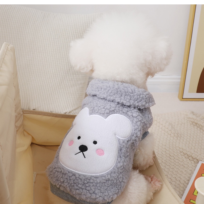 Áo Khoác Vải Lông Cừu Mùa Đông In Họa Tiết Chó Poodle Dễ Thương Cho Thú Cưng