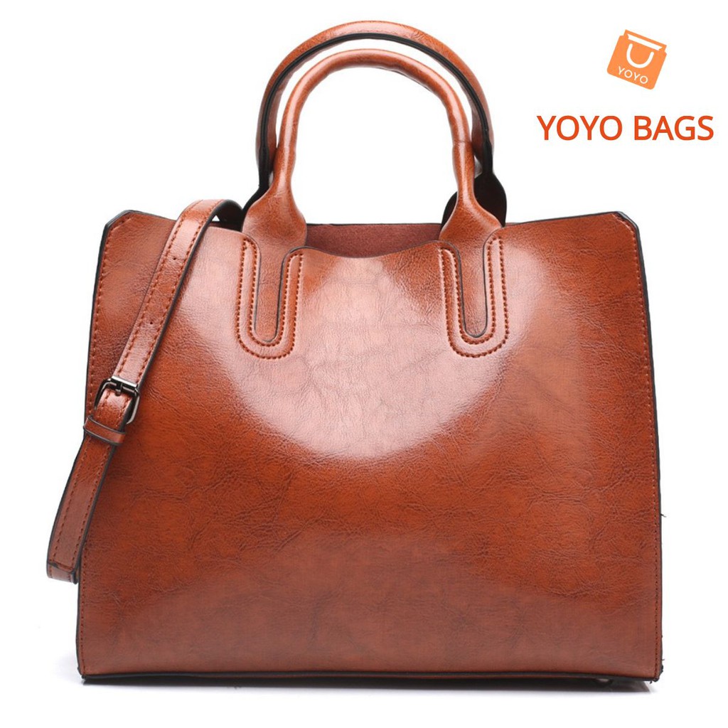 (ẢNH YO CHỤP) Túi da mềm xách tay đeo chéo nữ Vintage 32x28x13cm (Đỏ-Đen-Da bò-Xám)