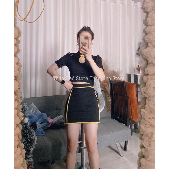 set áo váy ôm thun borip (hình thật shop Thảo Nhỏ Store chụp )