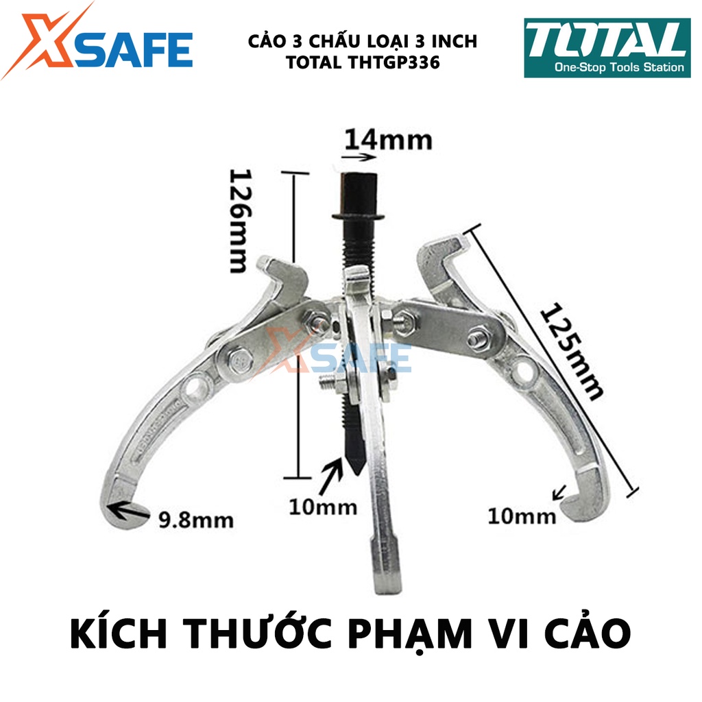 Cảo 3 chấu 3 inch TOTAL THTGP336 | cảo thủy lực Kích thước 3&quot;, Lực cảo tối đa 3000 kg, chất liệu bằng Cr-V, chịu nhiệt