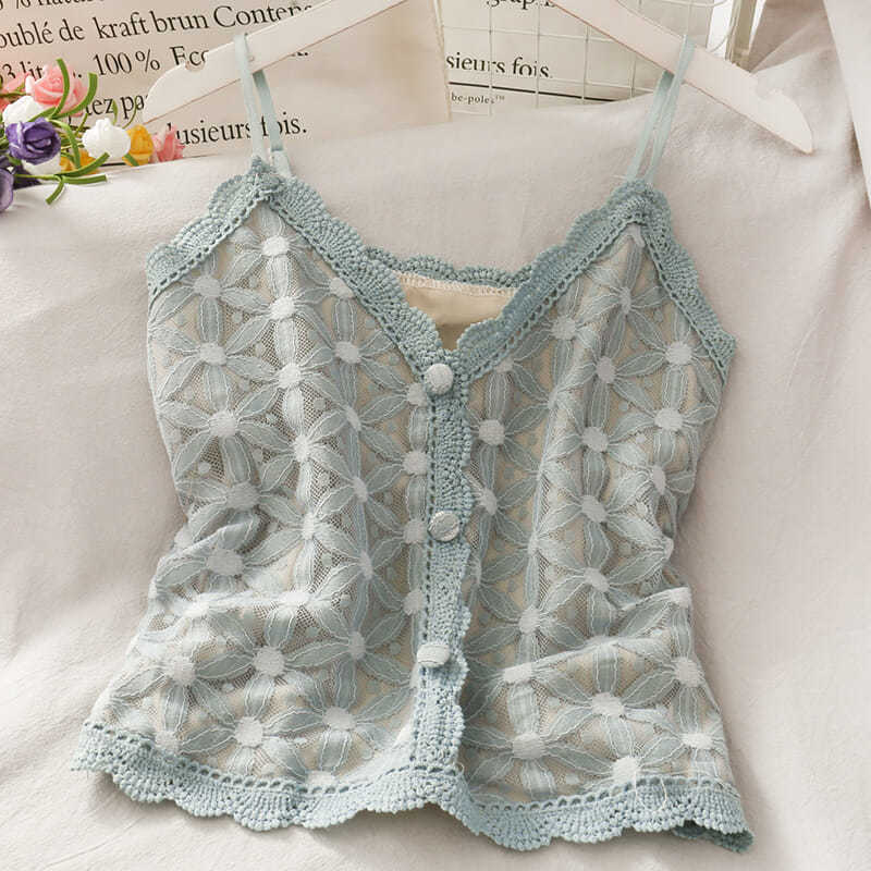 Áo lửng hai dây phối ren phong cách quyến rũ thời trang dành cho nữ