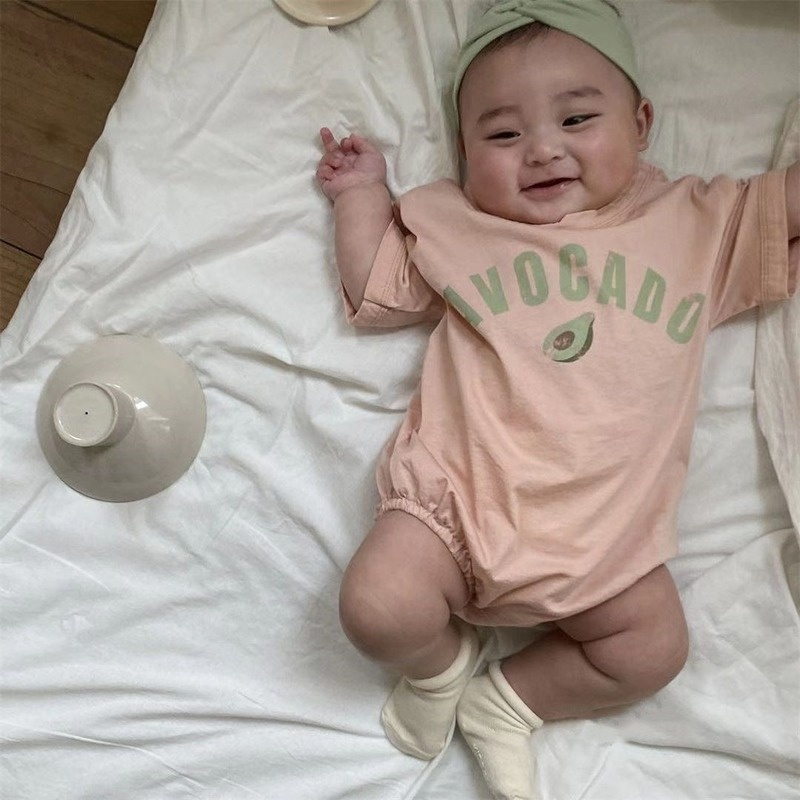 Bộ Áo Liền Quần Tay Ngắn In Họa Tiết Trái Cây Dễ Thương Thời Trang Mùa Hè Cho Bé Sơ Sinh Từ 0-2 Tuổi