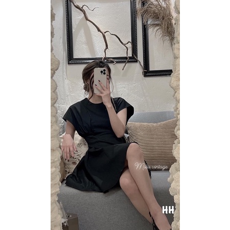 VÁY THÔ KAKI CHIẾT EO TAY VỂNH ĐANG XOÈ VTKTTH