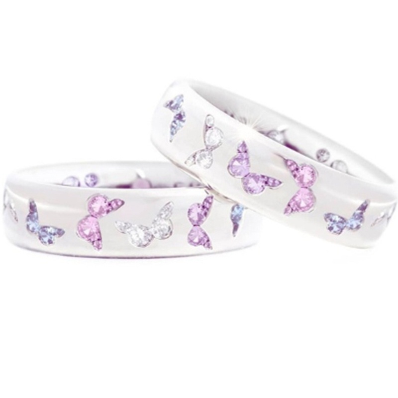 Nhẫn Đính Hôn Bạc Hình Bướm Đính Đá Thời Trang