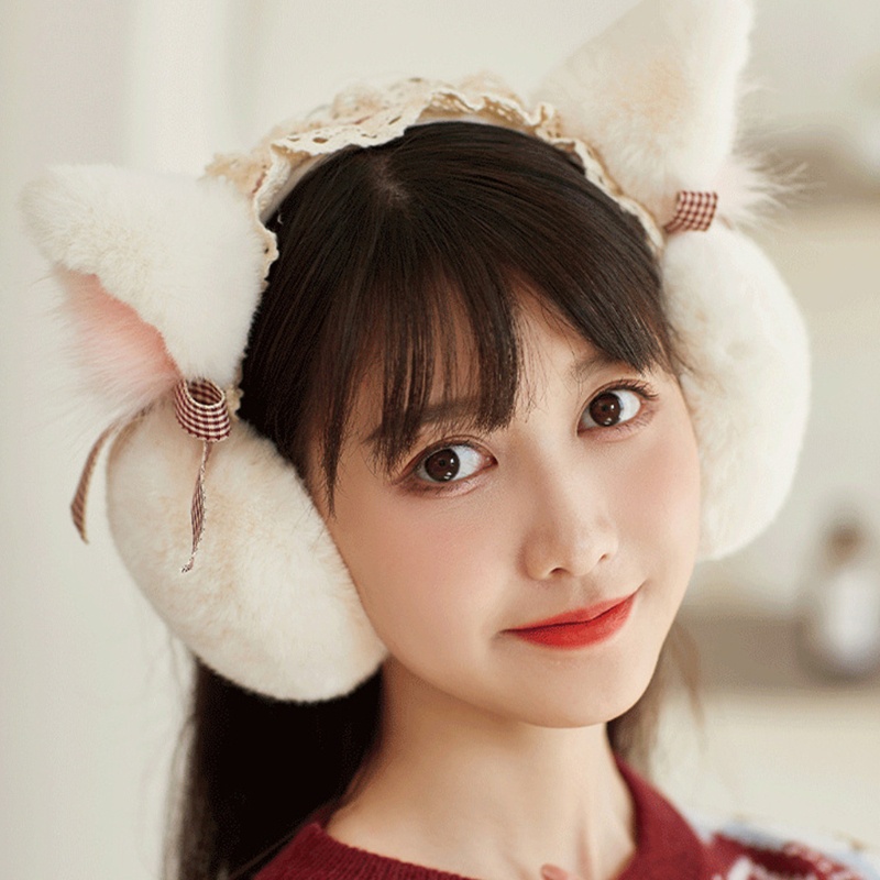 Bịt tai giữ ấm vào mùa đông hình tai mèo phong cách Lolita