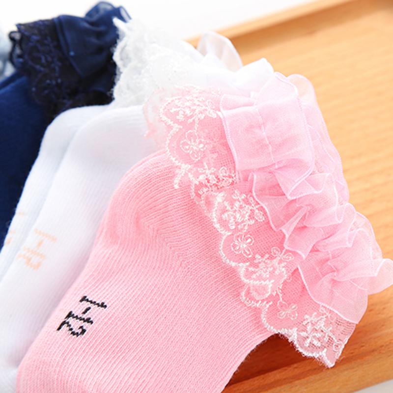 Vớ cotton mềm phối ren màu trơn thời trang xuân hè cho bé sơ sinh 0-12 tháng tuổi