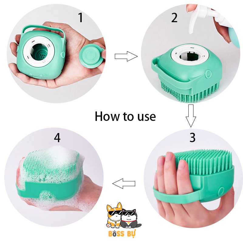 Bàn Chải Silicon Tắm Chó Mèo Kích Thước 8.5x7.9x5.5CM, Massage Body, Chịu Nhiệt Tốt - Boss_Bu