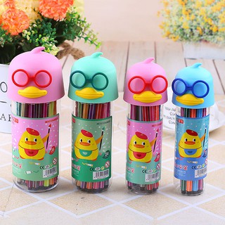 HCM - Hộp vịt đeo kiếng dễ thương 12 cây bút màu nước