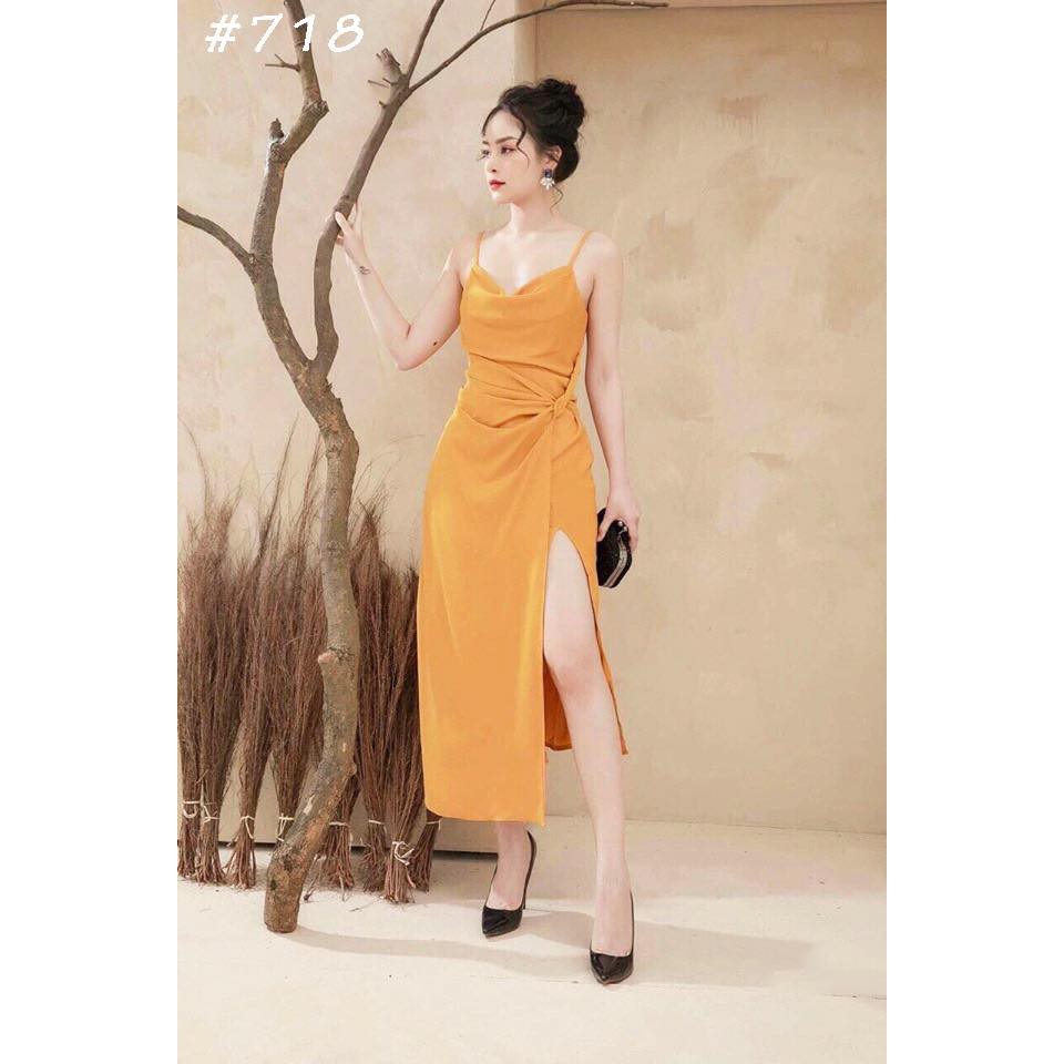 Đầm dự tiệc, đầm dạ hội xoắn eo hai dây đầy quý phái