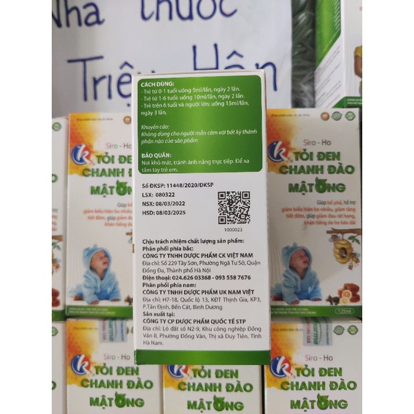 Siro ho tỏi đen chanh đào mật ong chai 125ml