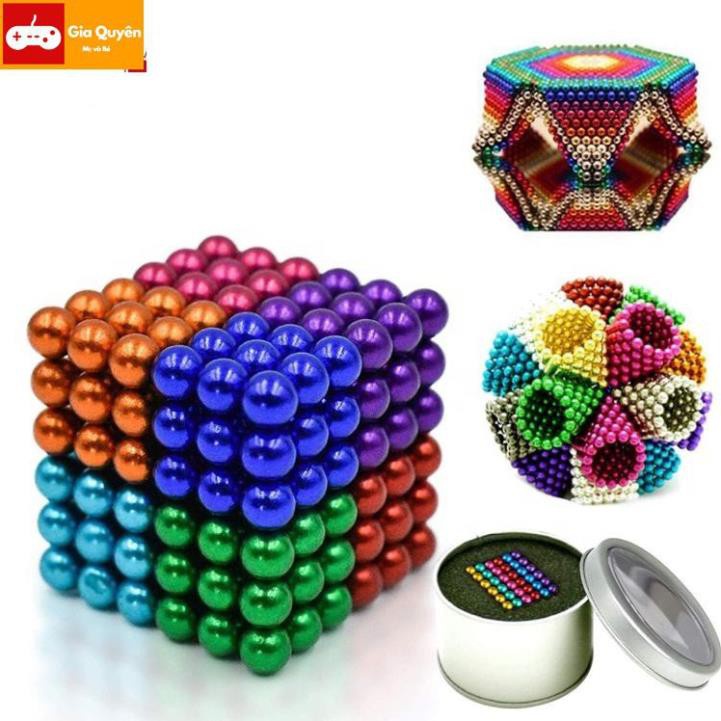 Bộ Bi Xếp Hình BuckyBalls Rainbow 8 màu 216 viên đường Kính 5mm Hộp Nhôm Sang Trọng